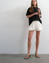 Topshop satin bubble shorts in ivory