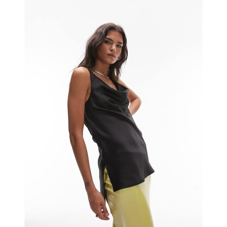 Viscose Satin Cami in Black –