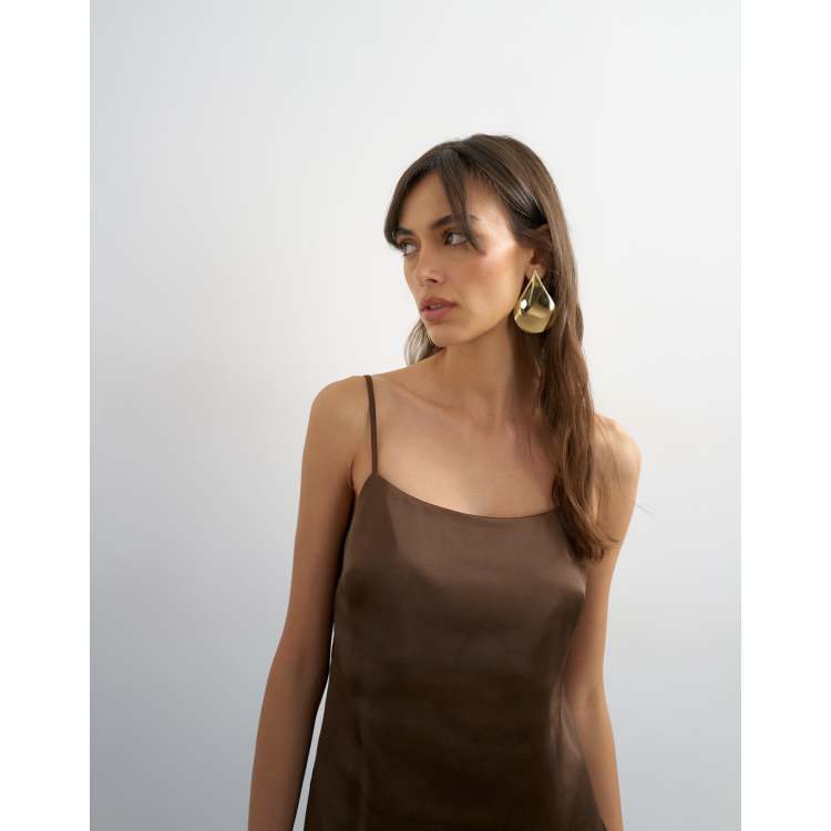 Topshop satin cami in chocolate - part of a set | ASOS