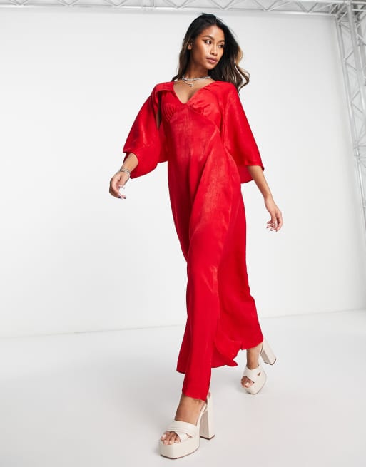 Topshop red silk store dress