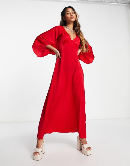 Topshop red midi on sale dress