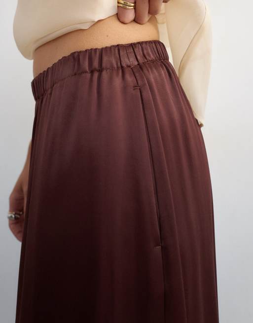Topshop satin culotte i chokladbrun, 5 av 5