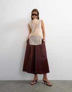 Satin culotte in chocolate