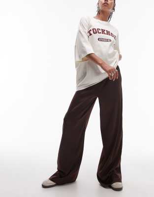 Topshop Topshop satin drawcord trouser in brown