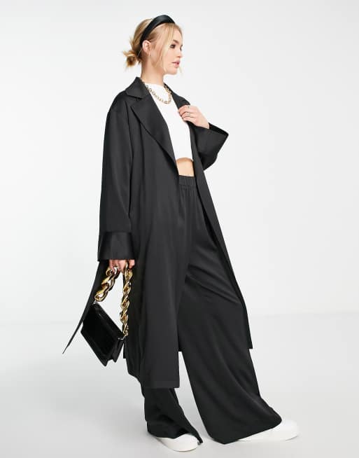 Topshop satin duster in black