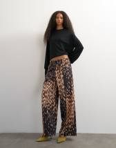 Topshop satin feel straight leg trouser in porcupine print
