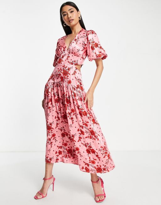 Pink floral occasion store dress