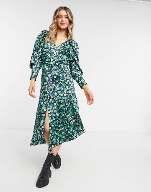 Topshop floral clearance satin midi dress