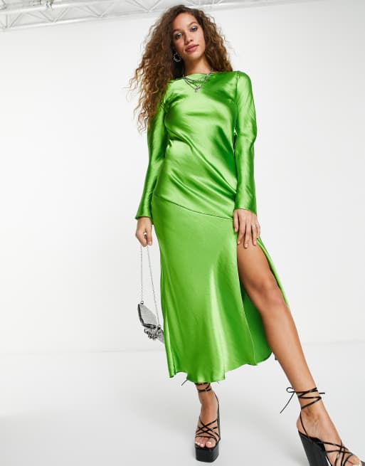 Topshop green silk on sale dress