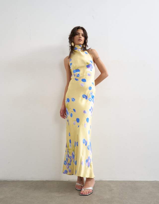 halter top floral dress Topshop - Satin Full Neck Midi - Women - Viscose - 14 US Buy one get 50% in the second one