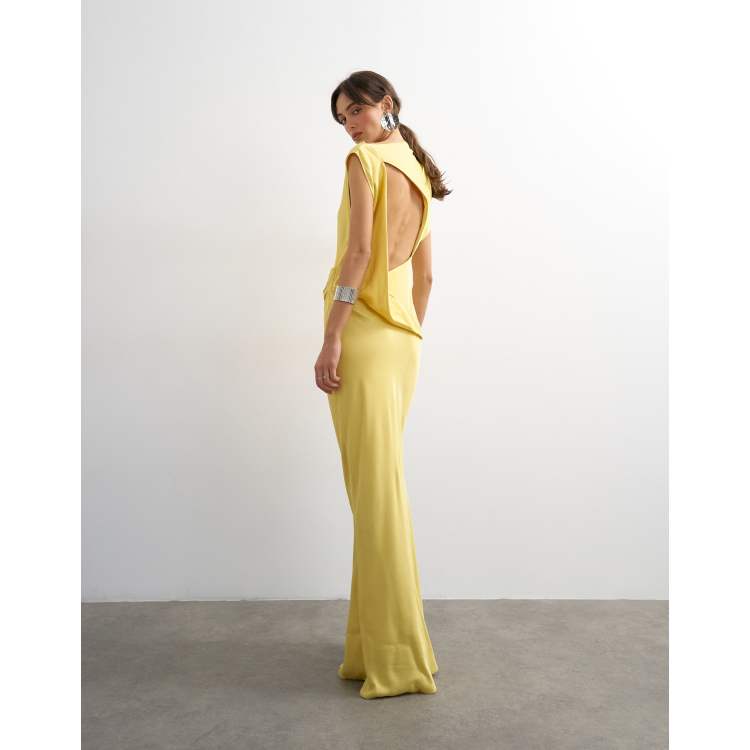 topshop yellow satin slip dress Bridesmaid Dress Topshop Gold Slip Dress Grace Loves Lace Silky Satin Midi  Gold