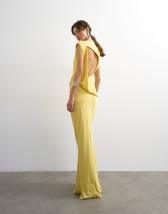 Topshop satin grown on neck tuck side maxi dress with open back in yellow