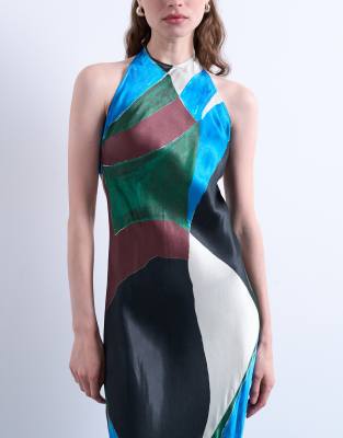 Topshop Satin Halterneck Dress