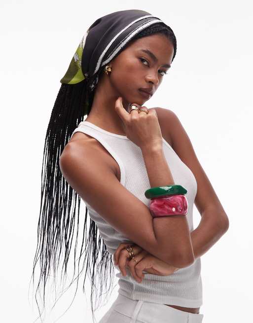 Topshop satin headcarf in abstract print