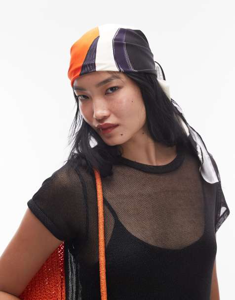 Topshop satin headscarf in sketchy print - view 1