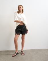 Topshop satin lace insert short in black
