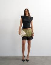 Topshop satin lace insert short in geo print