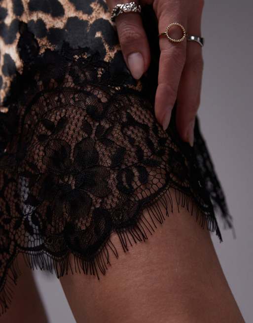 Topshop Jupon Dentelle Noir Topshop Satin Lace Petticoat In