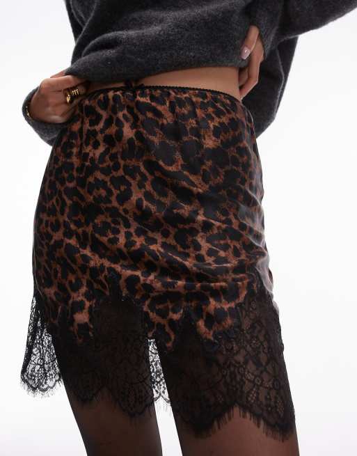 Topshop - Mini-jupe nouée avec imprimé animal flouté - Multicolore