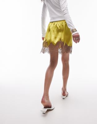 ◆TOOMUCHTAX◆ LACE SATIN MINI SKIRT BROWN EDIKTED Lyra Lace Womens Mini Skirt - BROWN | Tillys