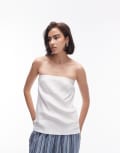 [Topshop] Topshop satin longline bandeau in ivory-White 12 Ivory