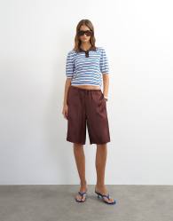 Topshop satin longline bermuda shorts in chocolate