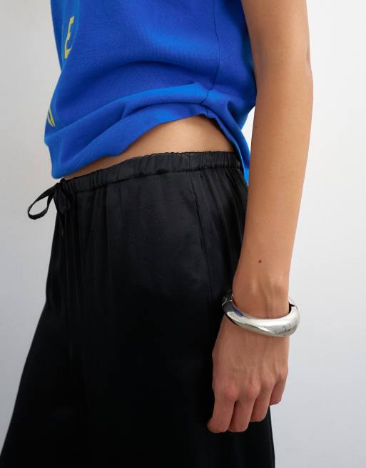 Topshop satin longline short in black, 5 of 5