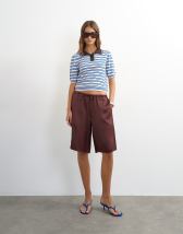 Topshop satin longline shorts in chocolate
