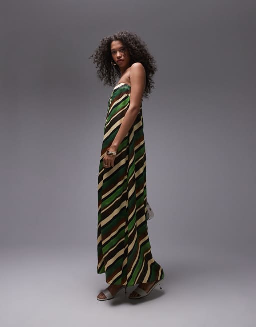 Green striped maxi dress best sale