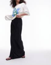 Mango denim maxi skirt in black