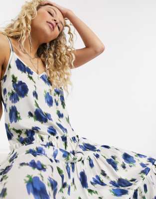 topshop floral satin midi dress