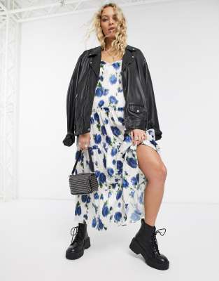 topshop satin floral midi dress