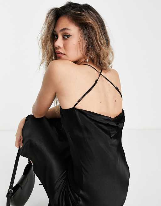 Topshop black store satin slip dress