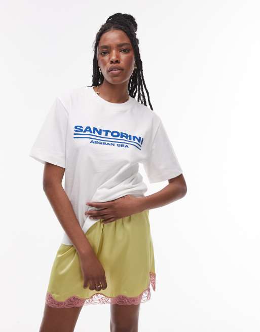 Topshop satin mini slip skirt in lime with pale pink lace, 5 of 5