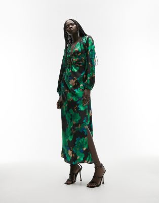 Topshop green silk clearance dress