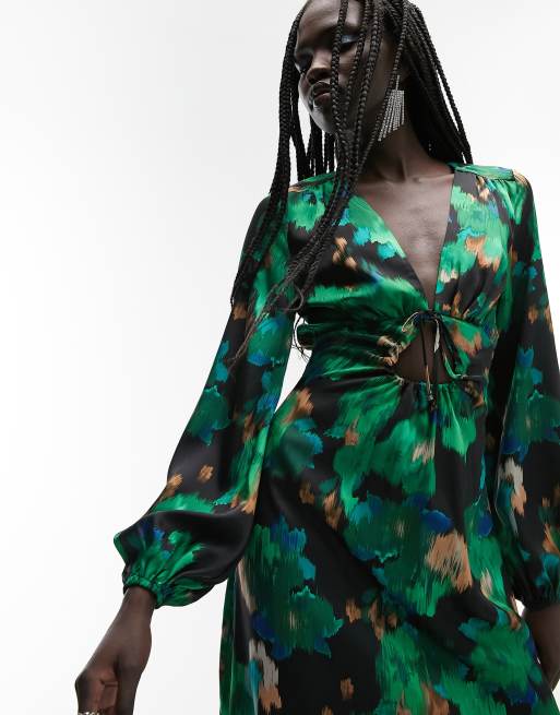 Green satin 2024 dress topshop