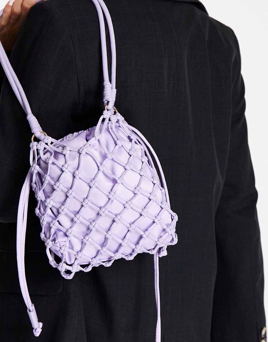 topshop satin pu string small shoulder bag-purple