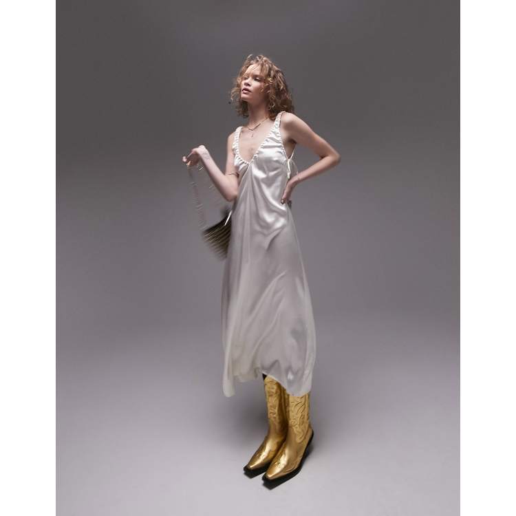 Topshop ruched satin new arrivals dress