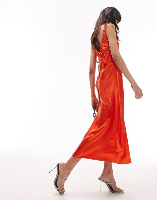 Topshop orange satin outlet dress