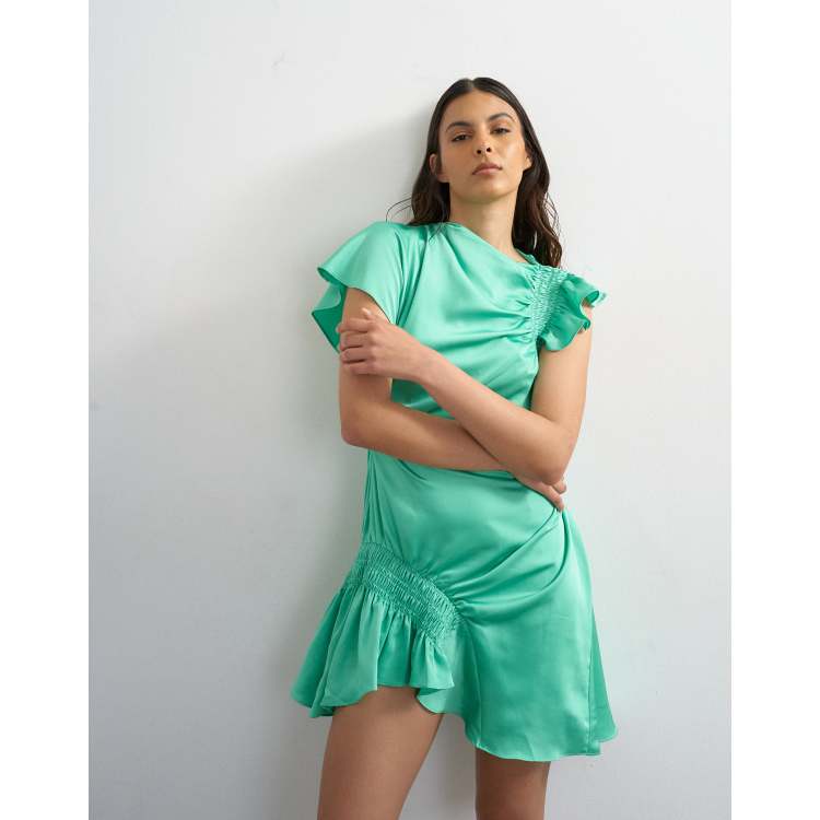 bright mint green dress Big Mint Dress.airy Long Dress.chic Green Dress.event Dress.large Dress  With Ruffles.wedding Very Long Dress.heavenly Dress.dres for Photo