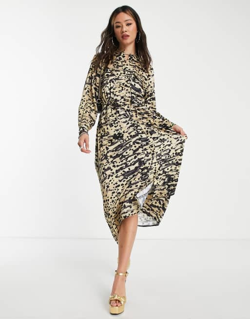 Animal print cheap shirt dress topshop