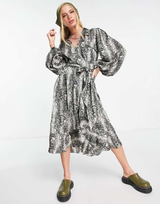 Topshop satin shirt dress in snake print | ASOS