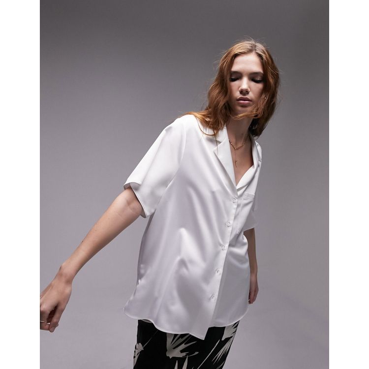 TOPSHOP, Ivory Women's Solid Color Shirts & Blouses