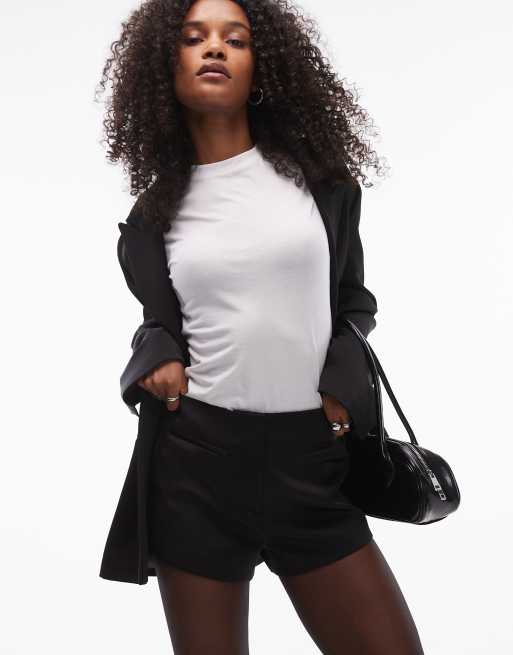 Topshop satin tailored knicker short in black ASOS