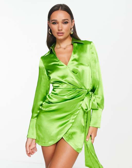 Green silk hotsell dress topshop