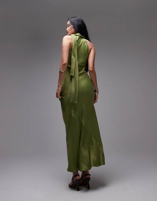 green halter neck dress topshop Victoria Strappy Pink Flower Print Pleated And Flowy Maxi Dress – The Tropiq main image 0