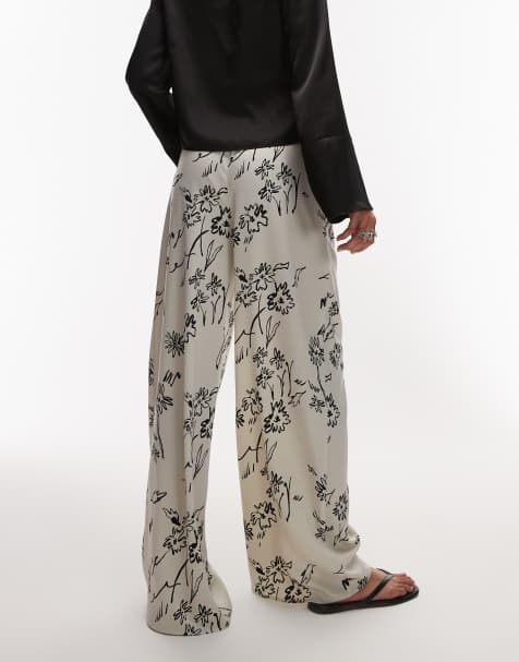 Topshop satin tie waist wide leg trouser - view 1