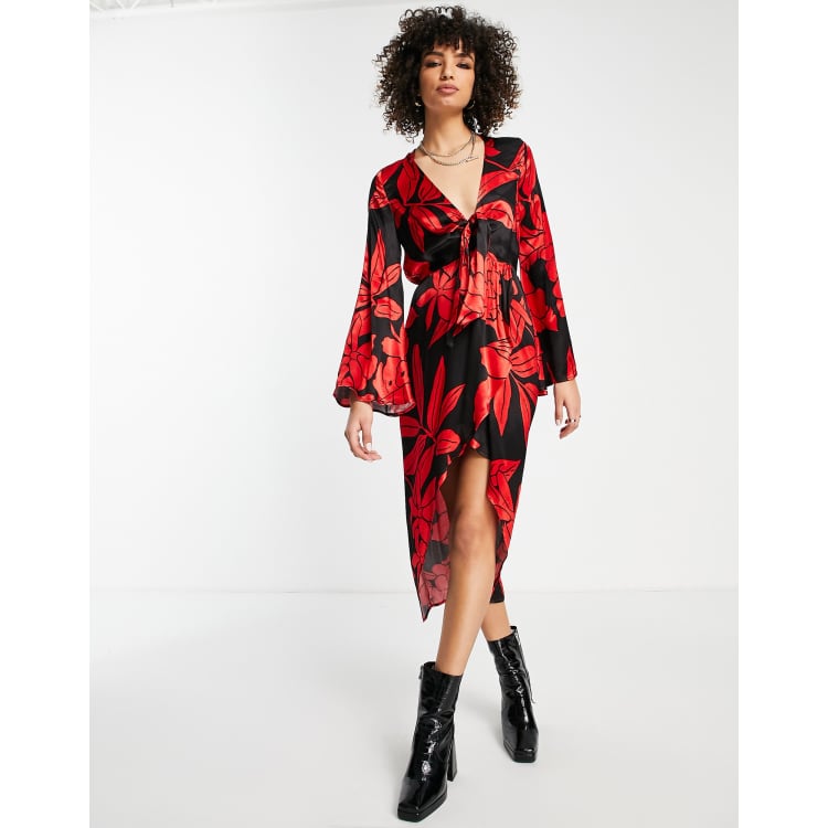 Topshop red shop satin dress