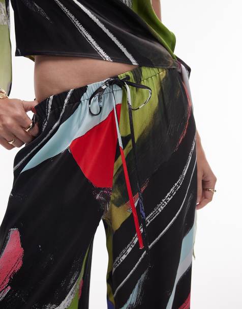 Topshop satin wide leg pants in scarf print - view 2