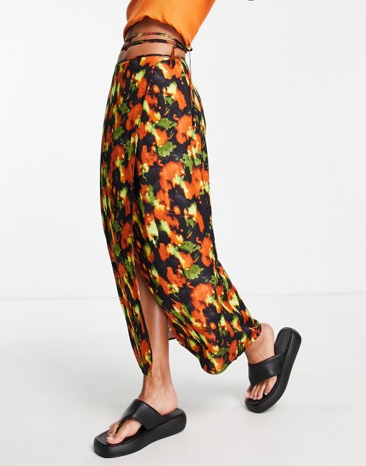 Topshop satin outlet skirt rust